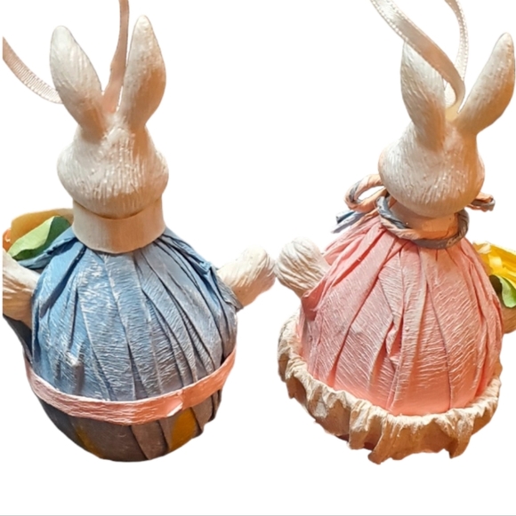 Easter Bunny Couple Lightweight Hanging Ornaments - Picture 2 of 4